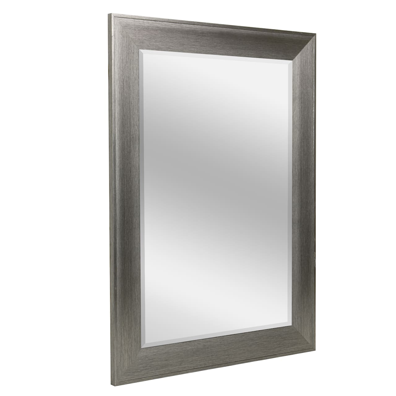 Head West® Metallic Gray Framed Beveled Glass Raised Lip Vanity Wall Mirror